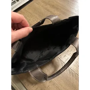 Vintage Y2K Black Suede Mini Tote‎ - Metallic Pewter Trim & Moto Zipper thumbnail 5