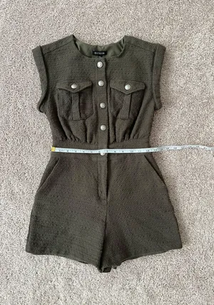 Olive Tweed Romper thumbnail 4