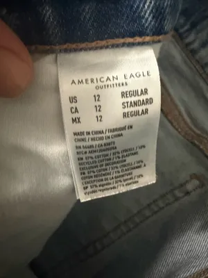 American Eagle 90s Bootcut High Rise Light Wash Split Front Hem Jeans Size 12. thumbnail 7