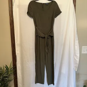 ModCloth Bay‎ Area Believer Cropped Tie Front Jumpsuit Women's Size Medium Green thumbnail 2