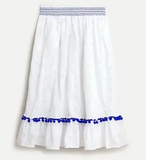🌊 J.Crew Eyelet‎ Ruffle Midi Skirt Small NWT Boho Coastal 🌊 thumbnail 1