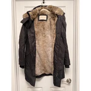 Babaton Oskar Parka Black Goose Down Waterproof Winter Coat Faux Fur Hood XS thumbnail 3