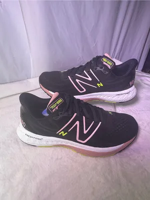 New Balance Women's Sneaker in Black with Pink & Neon Green Accents thumbnail 2