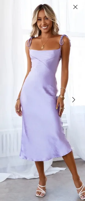 Hello Molly NWT Lavender slip into the night Tie-Shoulder Midi Dress 6 thumbnail 1
