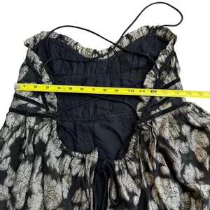 Free People Size S‎ Charlie Bustier Maxi Dress Black Gold Metallic Whimsigoth thumbnail 10