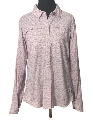 REI Co-op Sahara Shirt Small UPF Fishing Hiking Lilac Topographic Print Gorpcore thumbnail 1