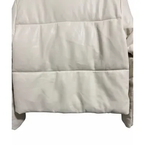 Abercrombie & Fitch Mini Puffer Vegan Leather Jacket Cream Women's Size‎ Small thumbnail 6