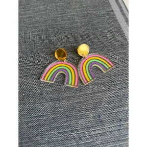 Rainbow Acrylic Dangle Earrings Pastel Pride Statement Earrings thumbnail 8