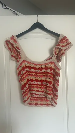 Blu Pepper Multicolor Striped Lace-Knit Scoop Tank - Red, Cream & Yellow Accents thumbnail 2