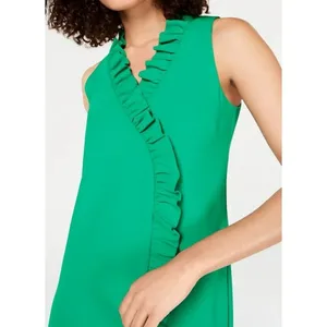 NWT Trina Turk Relaxation Ruffle Faux‎ Wrap Women's Dress 12 Kelly Green Sheath thumbnail 2