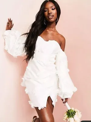 ASOS LUXE silk 3D floral appliqué dress thumbnail 1