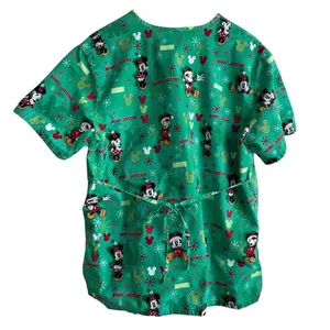 Micky Mouse Christmas Scrubs Disney Top L Medical Uniform Nurse Workwear‎ Dental thumbnail 2