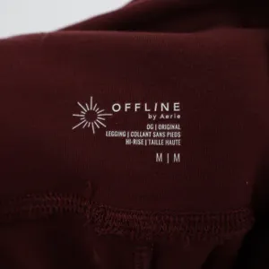 Offline by Aerie Leggings Womens Medium Maroon Stratch Knit High Rise Skinny Leg thumbnail 3