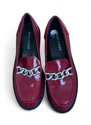 Marc Fisher Red Patent Chain Loafers thumbnail 1