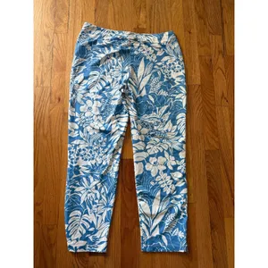 J.McLaughlin Pants Catalina Cloth Floral Pull‎ On Blue White Size L thumbnail 2