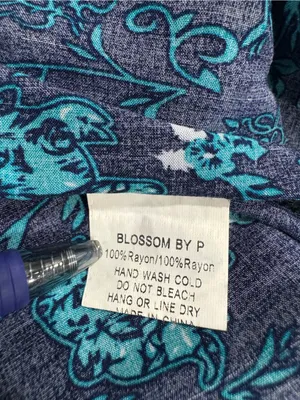 Blossom by P Blue Boho Floral Tunic Top Elephant Border Tassel Tie Size Medium M thumbnail 9