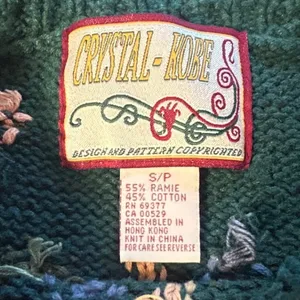 Vintage 90s Crystal Kobe Floral Sweater Small Ramie Cotton Knit Grandmacore Fall thumbnail 7