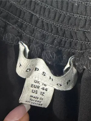 Topshop Black Sheer Smocked Neck Blouse thumbnail 5