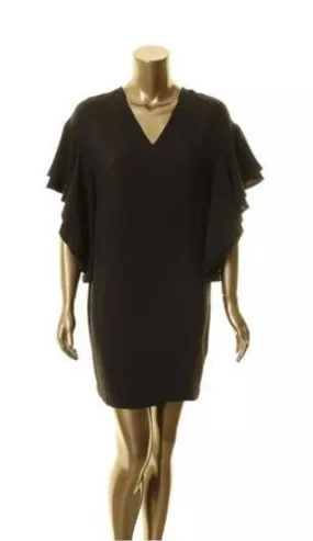 Lauren Ralph Lauren Elegant Black Flutter Sleeve Cocktail Dress V-Neck Evening‎ thumbnail 1