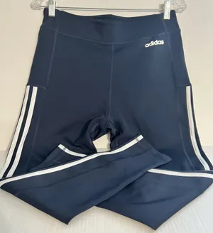Adidas Navy Leggings with White Stripes thumbnail 1
