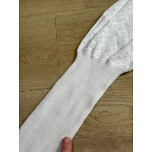 y2k Unique Pointelle white knit sweater Balletcore Cottagecore Grandmacore sz S thumbnail 11