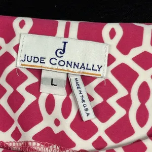 Jude Connally Dress Womens Large Pink White Geometric Sleeveless Shift Stretch thumbnail 4