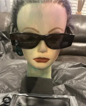 Quay Australia Black Slim Rectangle Sunglasses thumbnail 1