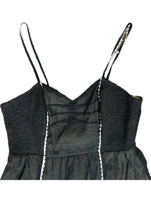 Anthropologie Floreat 4 Step By Step Dress Yellow Black Sundress Eyelet Smocked thumbnail 5