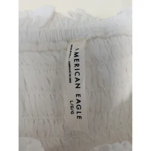 American Eagle White Bella Smocked Tiered Ruffle Romper Women Large NWT thumbnail 4