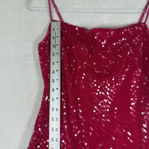 LIKELY Hot Pink Sequin Mini Dress Womens Size 0 Fuchsia Spaghetti Strap Sparkly‎ thumbnail 5