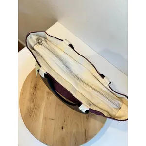 Purple Sisal Natural Fiber Wooden Handle Medium Top Handle Top Bag NEW thumbnail 9