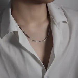 925 Silver Plated Link Chain Necklace for Men Women,Punk Hip Hop Necklace thumbnail 4