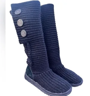 UGG Australia Tall Black Cardy Knit Women’s Button Sock Boots size 6 thumbnail 3