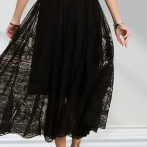 ✨NWT‎ ADORA Elastic Waist Raw Hem Lace Maxi Skirt thumbnail 2