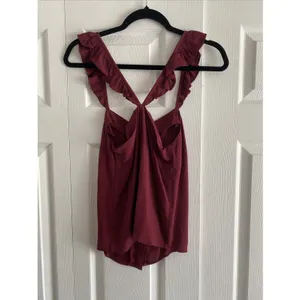 Madewell Ruffle Strap Button Front Cami Womens Size 00 Red‎ Tank NEW Fem thumbnail 5