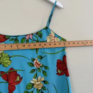 Natori Floral Satin Slip Midi Dress Womens Medium Blue Chemise Nightgown‎ thumbnail 10