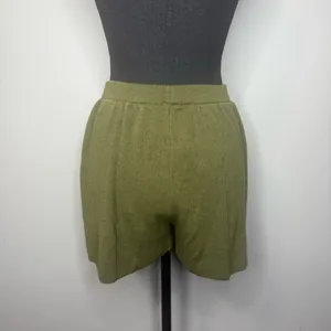 Nasty Gal High Waist Knit Shorts in Olive thumbnail 3