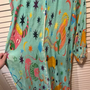 Bianca Paris Zodiac Celestial Tarot Print Linen Maxi Dress Long Sleeve *READ* thumbnail 2
