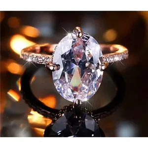 NEW‎ Women's 6Ct Yellow Gold Plated Silver Oval Simulated Diamond Ring thumbnail 5
