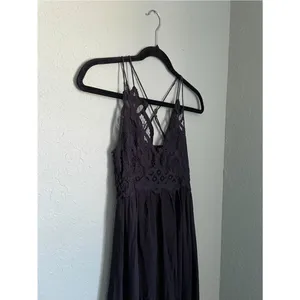 Free People Adella Maxi Slipdress FP One Whimsigoth Romantic Grunge XS Black thumbnail 3