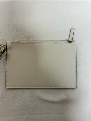Calvin Klein White Leather Wristlet Pouch with Detachable Strap thumbnail 5