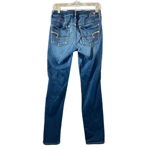 646 |‎ American Eagle Skinny Mid Rise Stretch Denim Jeans Dark Wash Womens 8 thumbnail 2