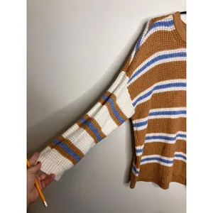 American Eagle Sweater Womens Large Brown Striped Excellent Waffle Knit Pullover thumbnail 2
