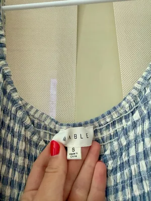 These Three Boutique Mable Smocked Gingham Blue Checkered Dress thumbnail 3