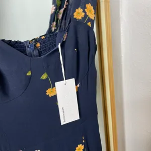 Reformation Fulton blue floral midi dress with slit thumbnail 7