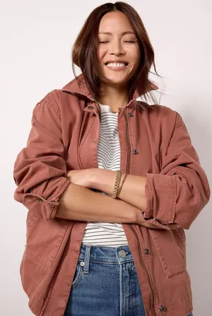 NWT Pistola Jessa oversized Utility jacket in Spice brown full zip Size medium thumbnail 1