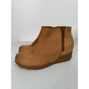 Sorel Brown Leather Wedge Ankle Boots Size‎ 10 thumbnail 3