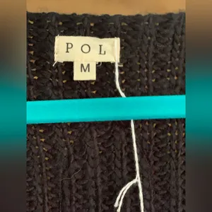 POL Black Boho Knit Sweater with Red Floral Accents. Size-Medium thumbnail 2