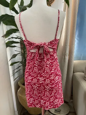 American Eagle Outfitters Red Floral Spaghetti-Strap Mini Dress thumbnail 3