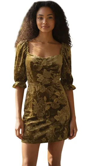 Urban Outfitters Barbaro Velvety Golden Playsuit Romper size Med NEW thumbnail 1